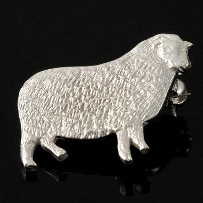 designer brooches for women -Sterling Silver Or Gold Sheep Brooch - BW15-s