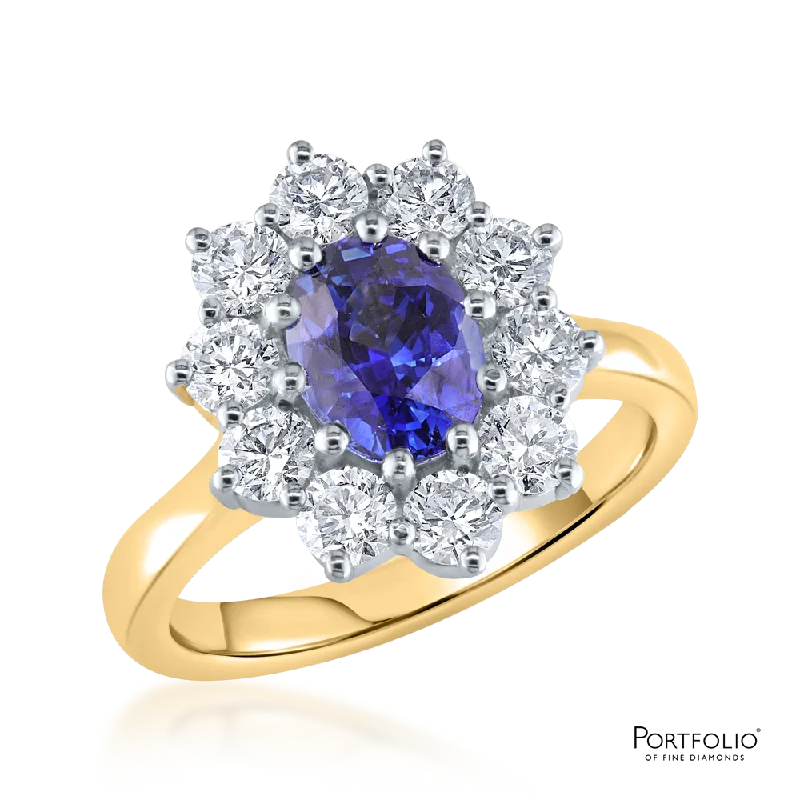 Cluster 1.58ct Sapphire Yellow Gold Ring