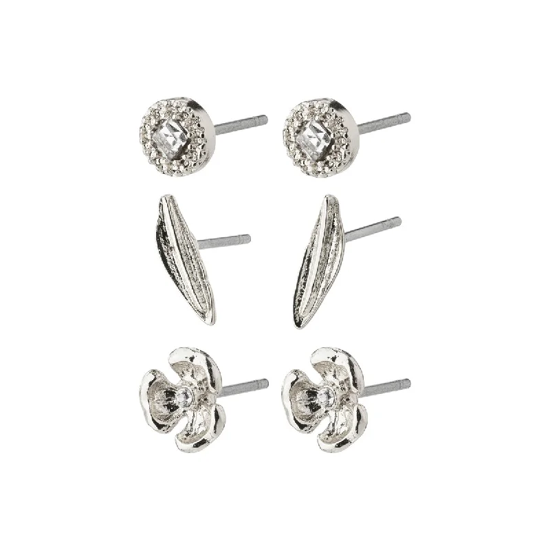 fashion statement earrings -Echo Silver Plated Crystal Earring Set