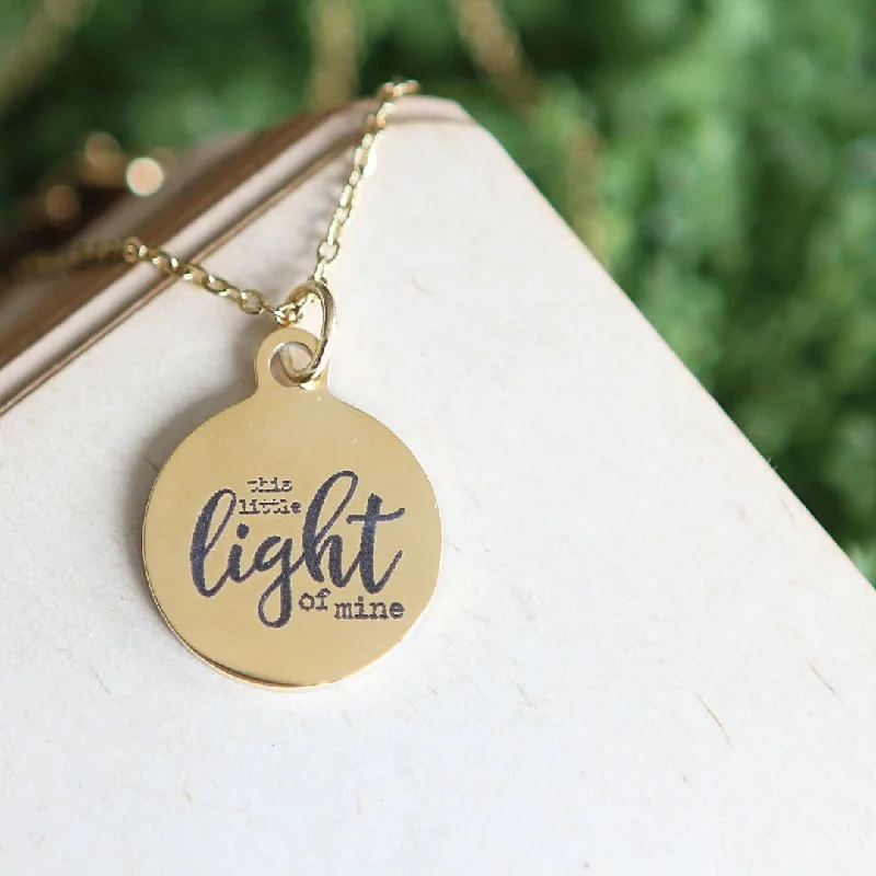 engagement necklaces for women -This Little Light of Mine - Engraved Gold Necklace