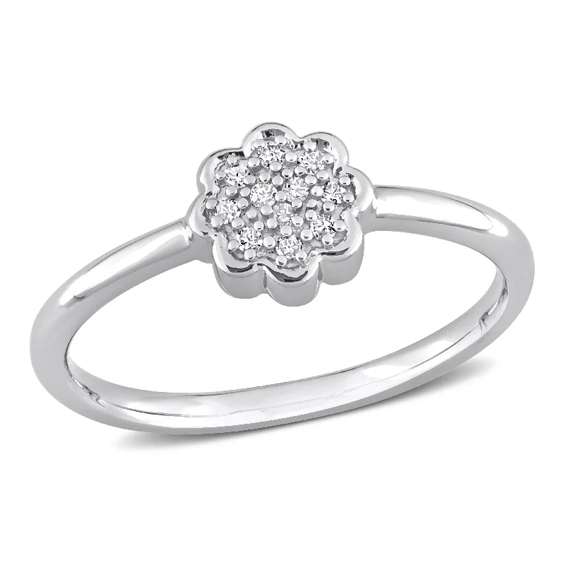 rose gold rings for women -Miadora Diamond Accent Floral Ring in Sterling Silver