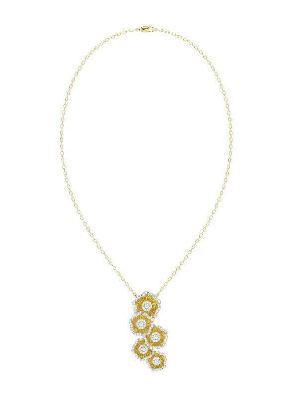 jewelry sets with necklaces -Halo Flower Yellow Gold Necklace