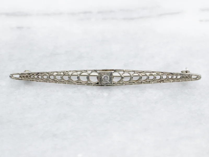 sterling silver brooches for women -Openwork Diamond Brooch