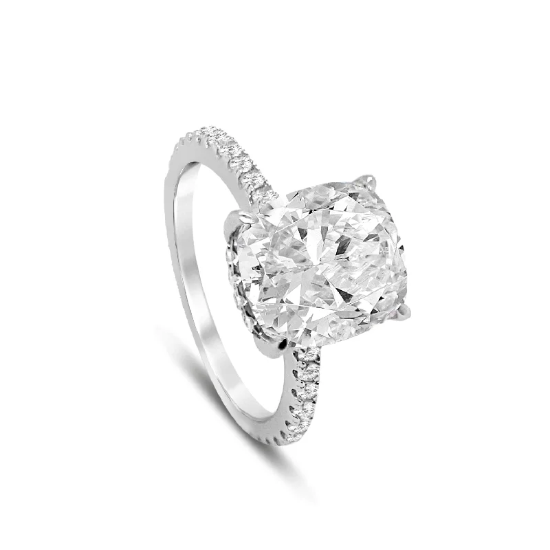 chunky rings for women -Becca Cushion Cut 4.50 Carat Ring