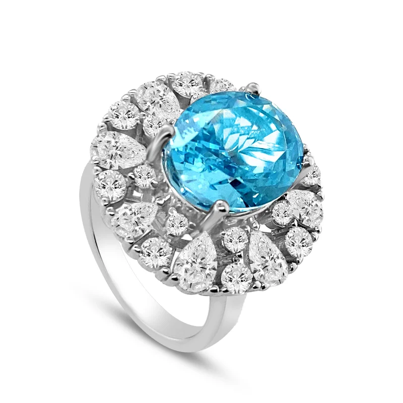 stackable rings for women -Skya Aquamarine Ring by Kathy Hilton