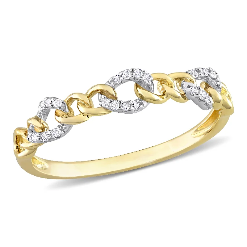 personalized rings for women -Miadora Diamond Accent Stackable Curb Link Ring in 10k Yellow Gold