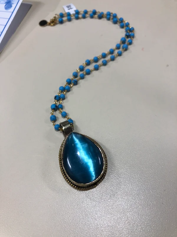 luxurious necklaces for women -Cats Eye blue necklace