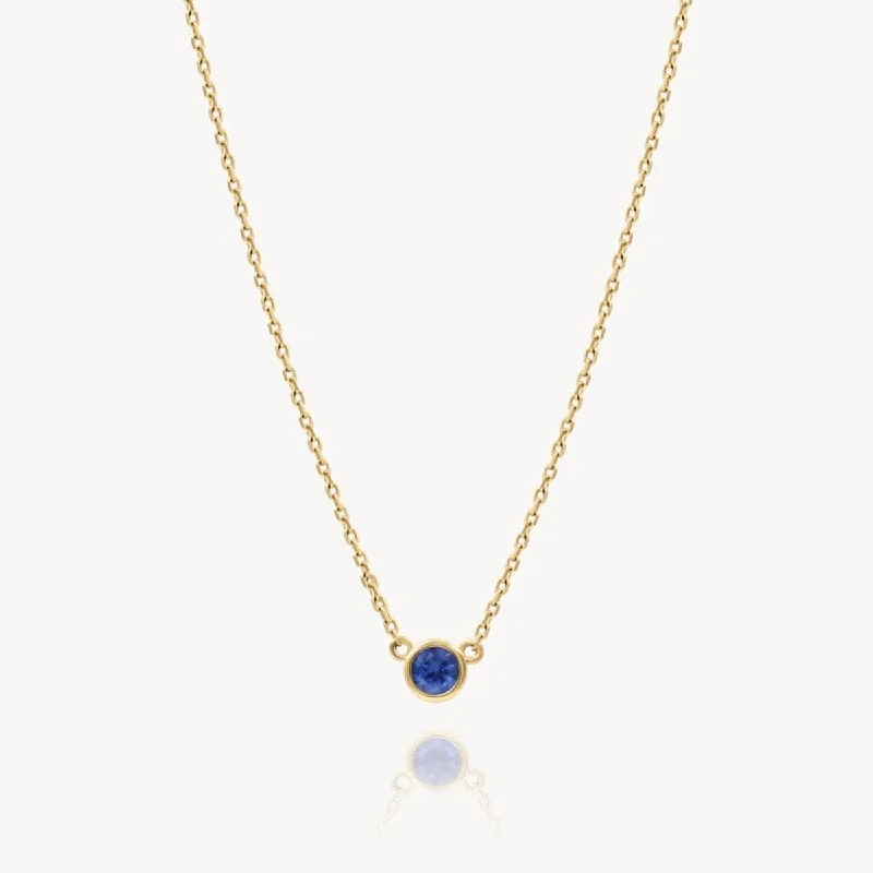 infinity pendant necklaces -Sapphire Bezel Necklace