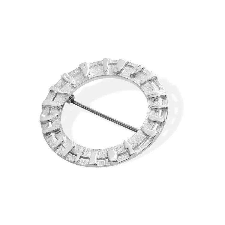 lapel brooches for women -Ring Of Brodgar Sterling Silver Small Brooch - 11041-1