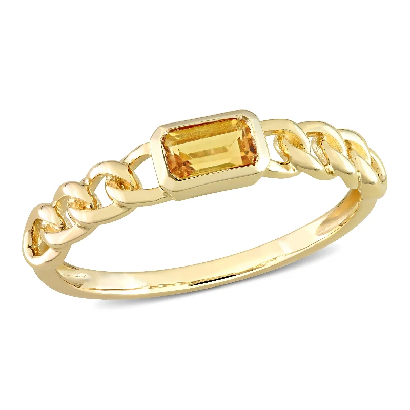 fashion engagement rings -Miadora 1/3ct TGW Octagon Citrine Link Ring in 10k Yellow Gold