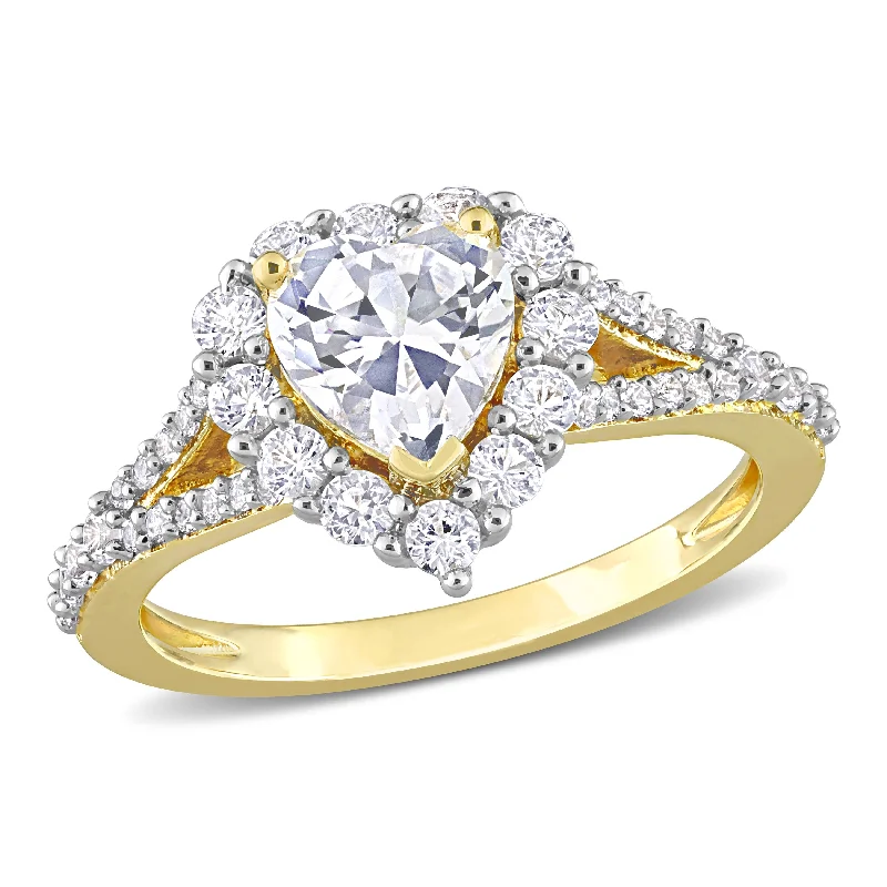 gold plated rings for women -Miadora 2 2/5 CT TGW Created White Sapphire Fashion Ring Yellow Silver