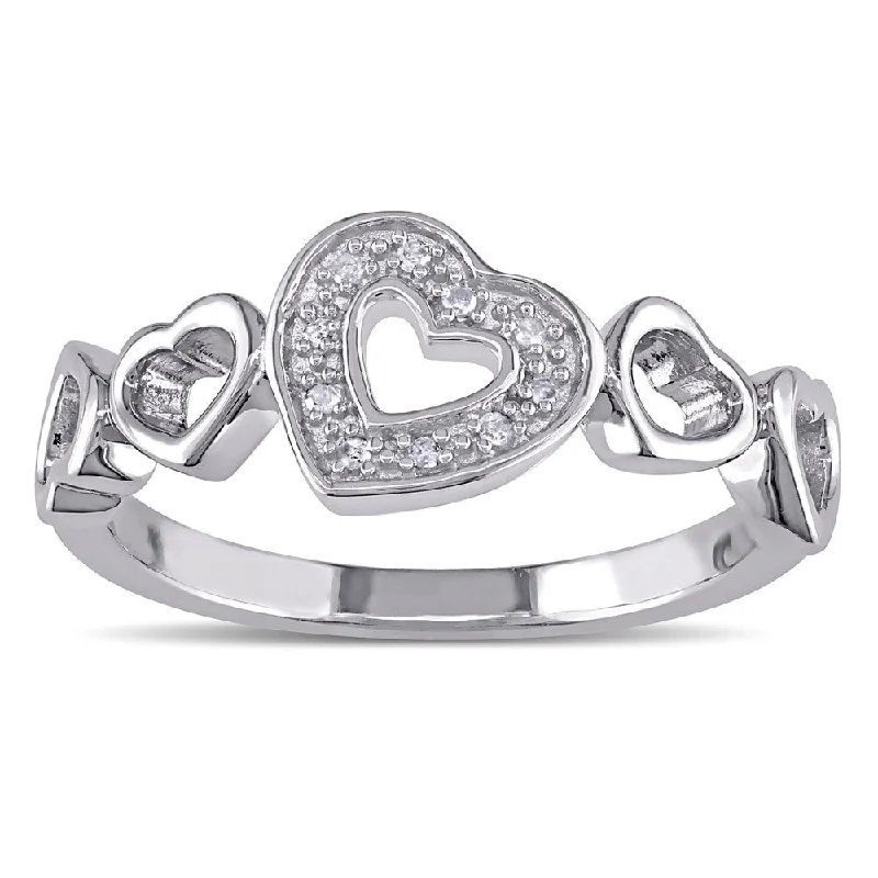 chunky rings for women -Miadora Sterling Silver Diamond Accent Heart Ring