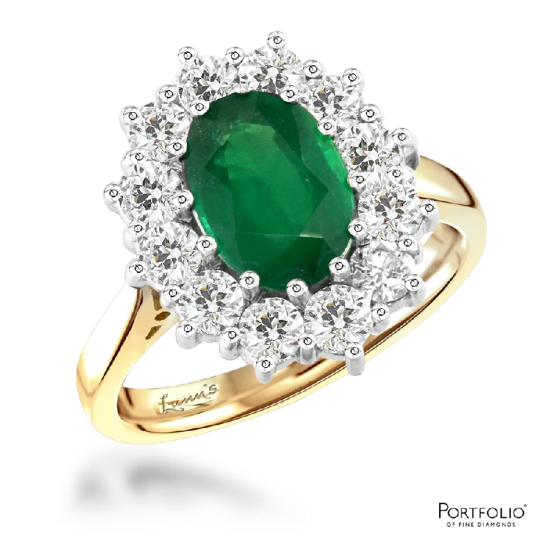 Cluster 1.98ct Emerald Yellow Gold/Platinum Ring