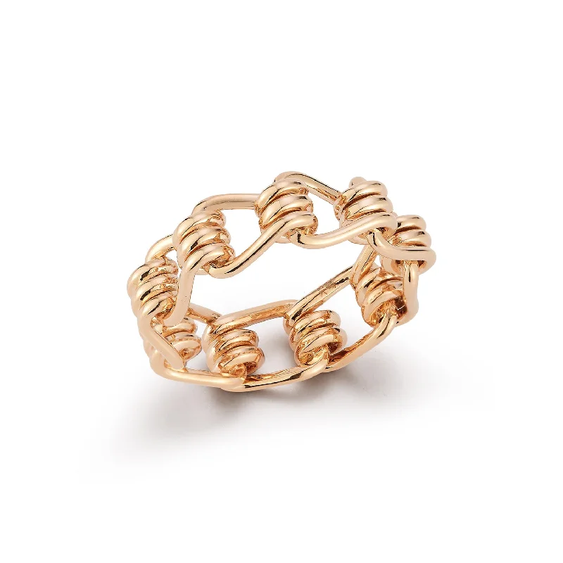 emerald rings for women -HUXLEY 18K ROSE GOLD COIL LINK MEN'S RING