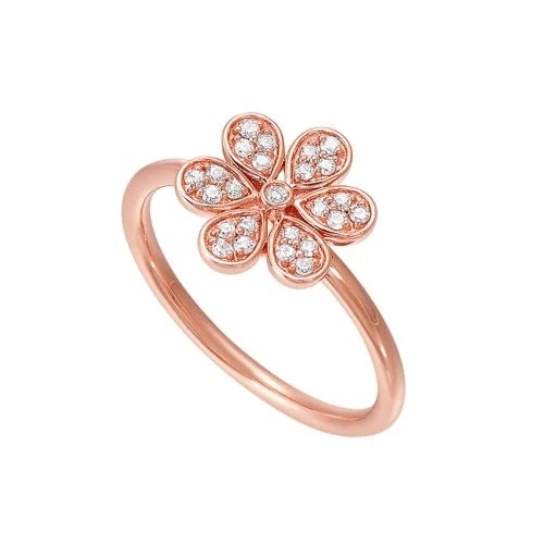 luxury diamond wedding rings -Diamond Blooming Daisy Flower Ring in Gold (1/7ctw)