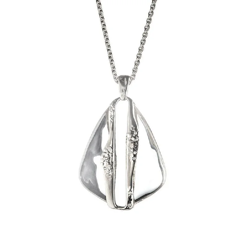 luxury necklaces for brides -Divided Prism Pendant Framed Silver Necklace