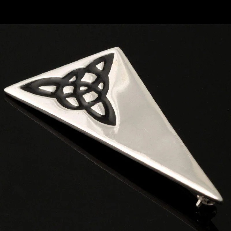 wedding brooch accessories -Sterling Silver Triquetra Triangle Brooch - B723