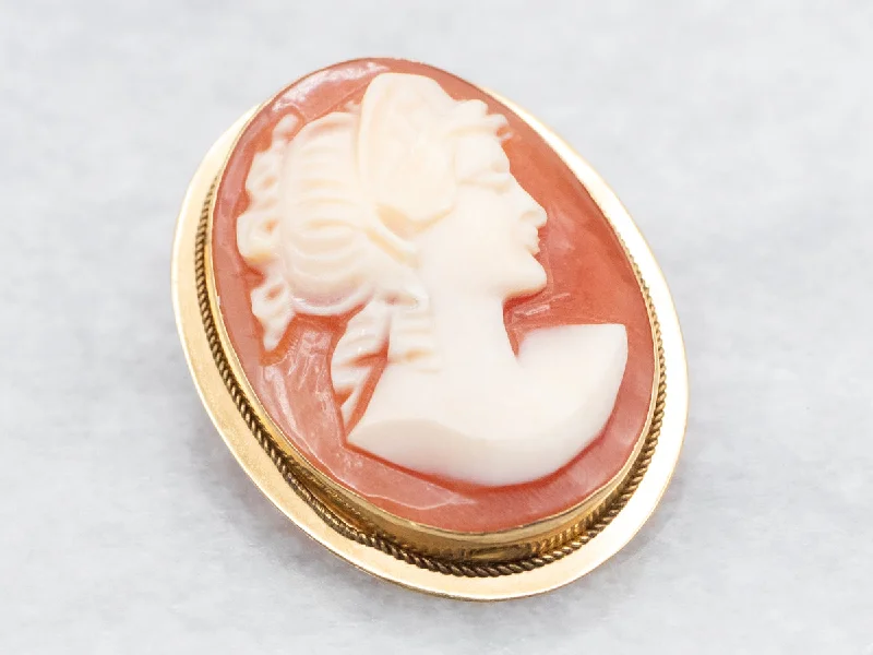 oversized brooches for women -Oval Cut Cameo Brooch or Pendant