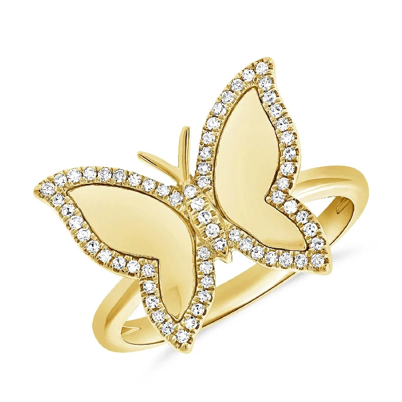 unique rings for women -Joelle Diamond Pave Butterfly Ring For Her 14k Gold 1/5 ct. t.w. Women's Butterfly Ring