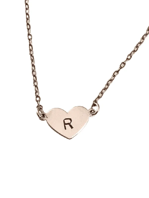 fashion choker necklaces -Sterling Silver Personalized Initial Heart Necklace