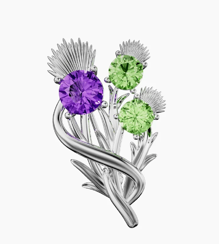 elegant statement brooches -Sterling SilverThistle Brooch - Amethyst - 5622