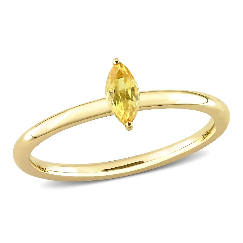 oval rings for women -Miadora 1/3ct TGW Marquise Yellow Sapphire Stackable Ring in 10k Yellow Gold