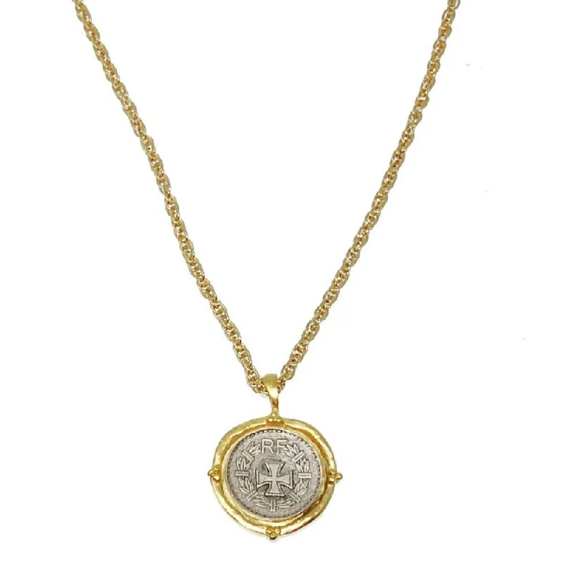 unique necklaces for women -Cross Coin Pendant Necklace