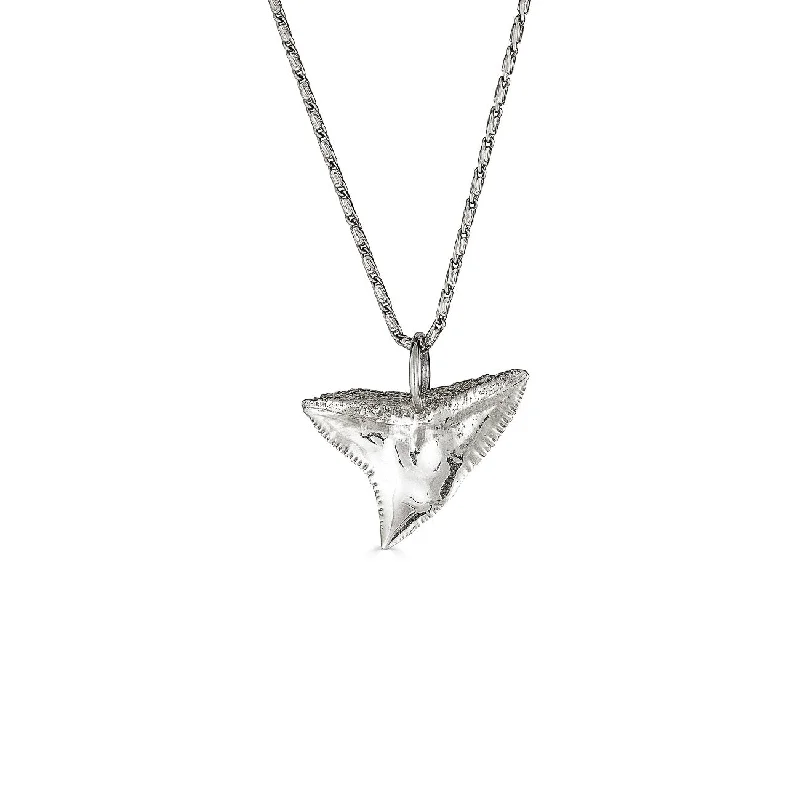 luxury crystal necklaces for women -Bull Shark Necklace, Silver