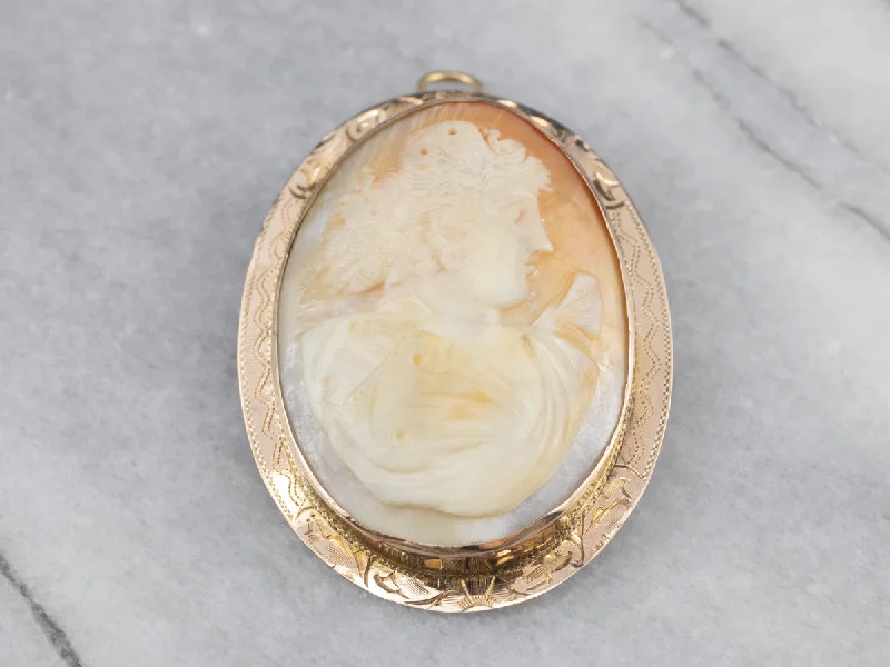 chic brooches for women -Large Vintage Cameo Brooch in Rose Gold