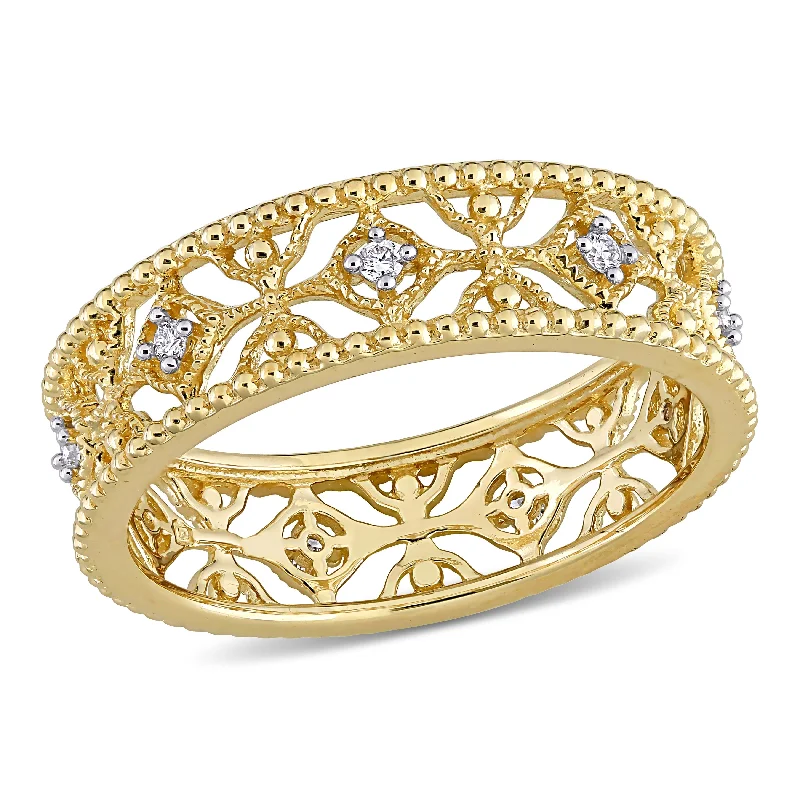 fashion engagement rings -Miadora 1/10ct TW Diamond Lace Ring in 14k Yellow Gold