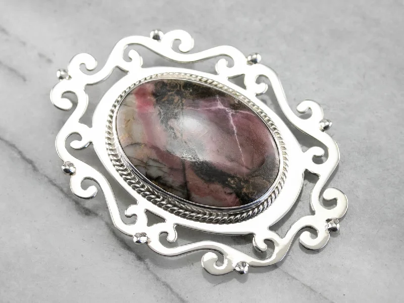 fabric brooches for women -Bold Rhodochrosite Pendant or Brooch