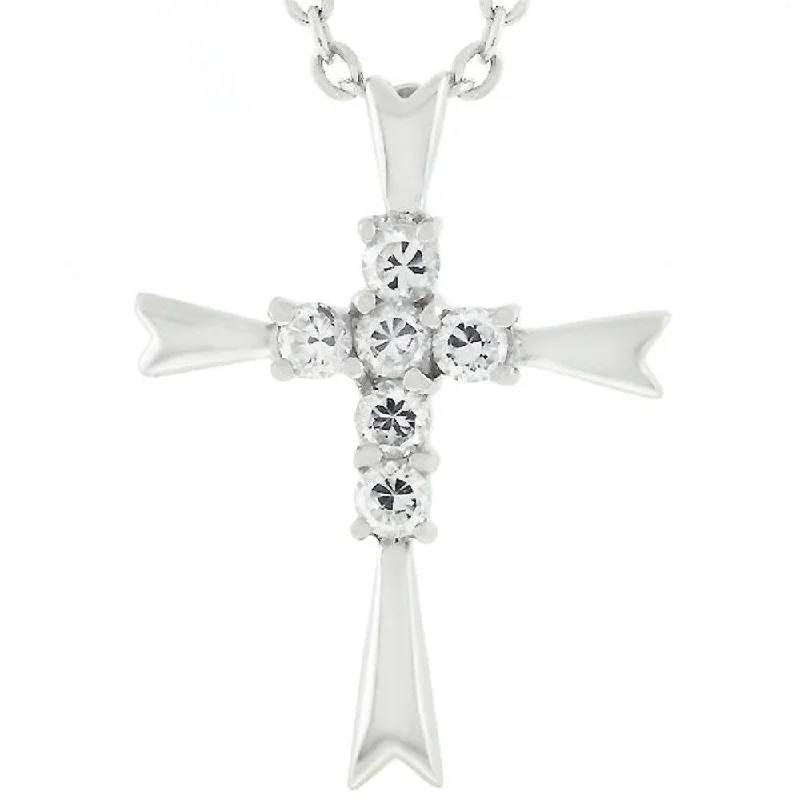 luxury diamond wedding rings -Coupled Cross Pendant Featuring 6 Stones