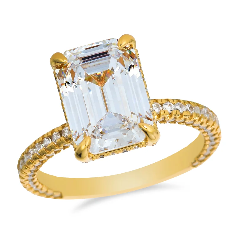 diamond rings for women -Layla 4.50 Carat Emerald Cut Ring