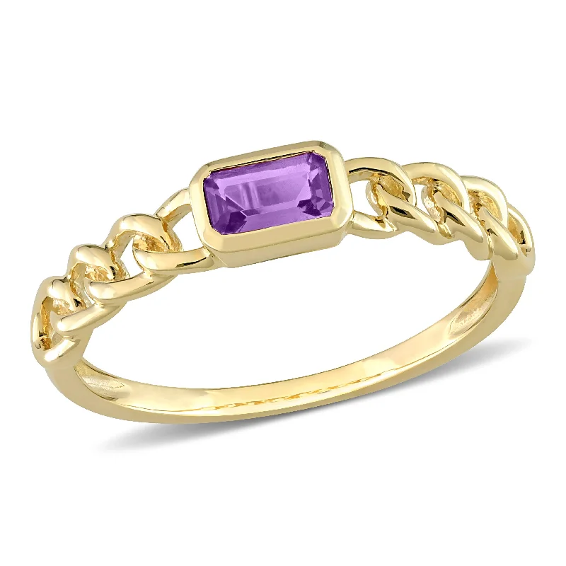 personalized rings for women -Miadora 1/5ct TGW Octagon Amethyst Link Ring in 10k Yellow Gold