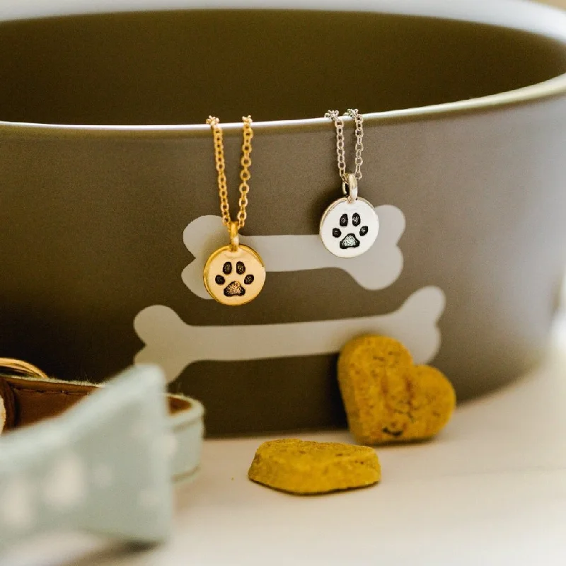 rose gold necklaces for women -Paw Print Charm Necklace