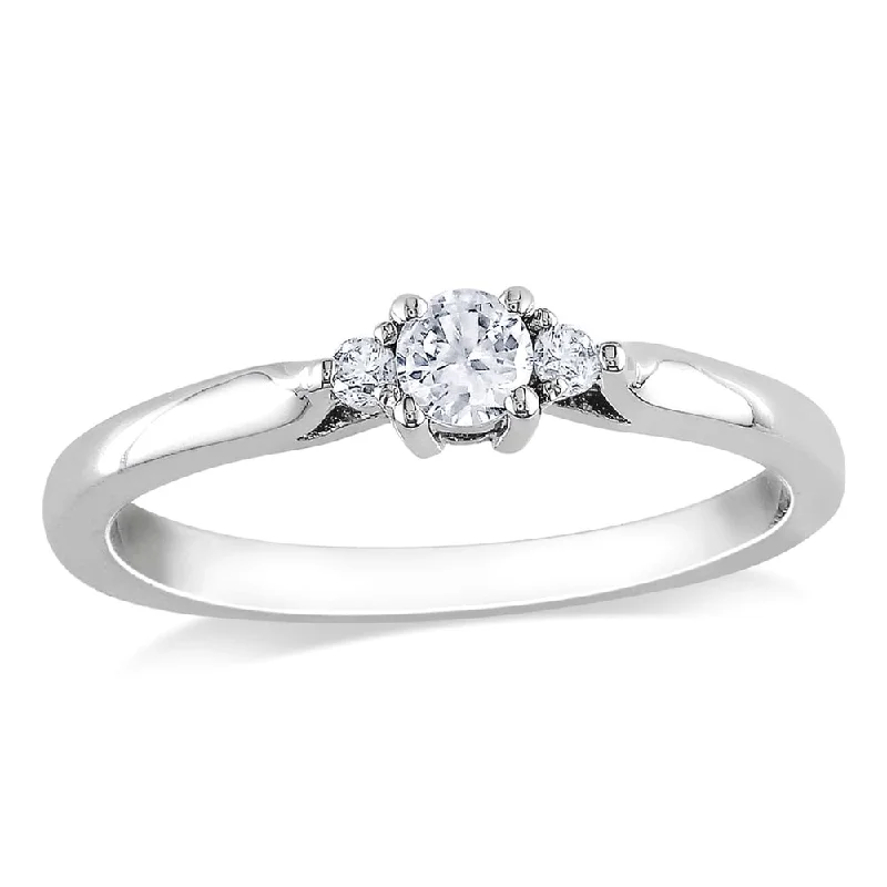 luxury rings for women -Miadora Sterling Silver Created White Sapphire and Diamond Accent Promise Ring