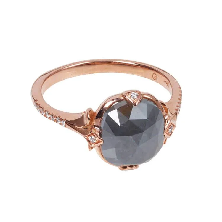 Unique Grey Diamond Rose Gold Ring