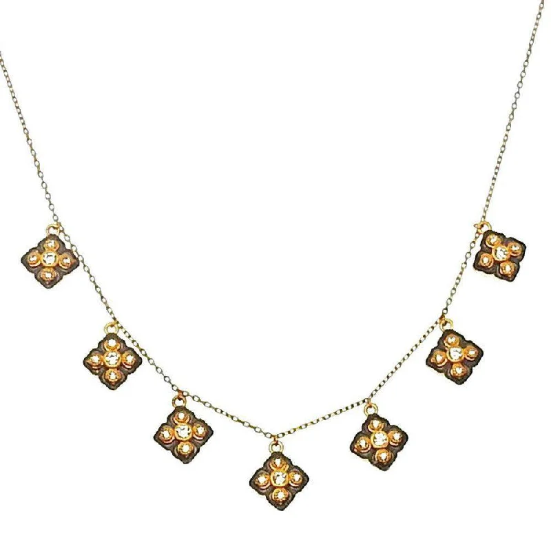 luxury gold necklaces for women -Gold Dangling Quatrafoil Necklace