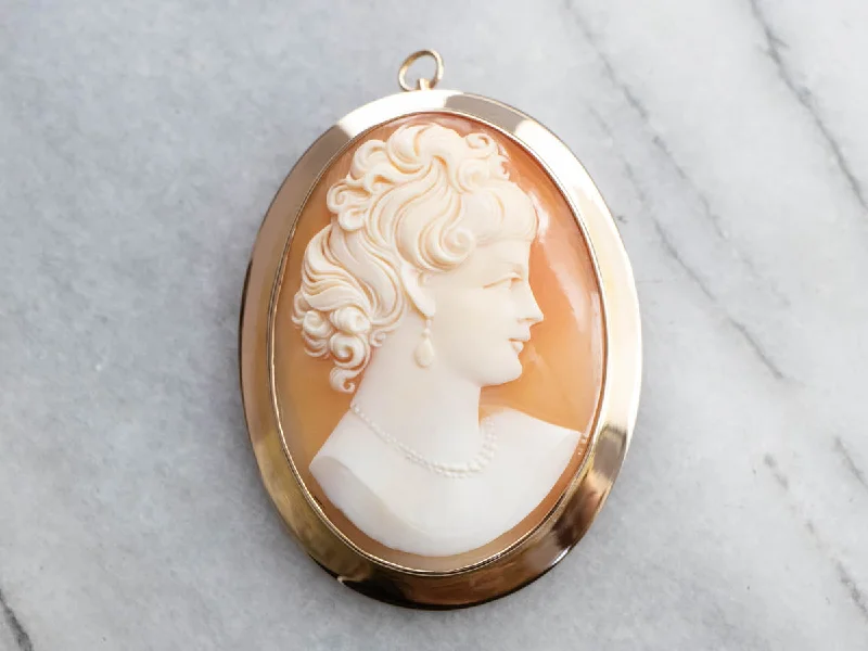 gemstone brooches for women -Large Vintage Cameo Brooch or Pendant