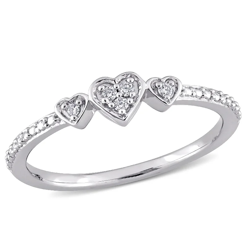 engagement rings for women -Miadora Diamond Accent 3-Heart Eternity Ring in Sterling Silver