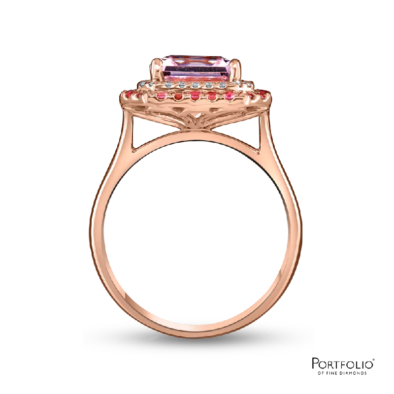 Cluster 2.21ct Morganite Rose Gold Ring