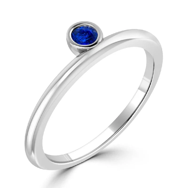 classic rings for women -Auriya 10k Gold 1/10ctw Delicate Stackable Solitaire Sapphire Ring