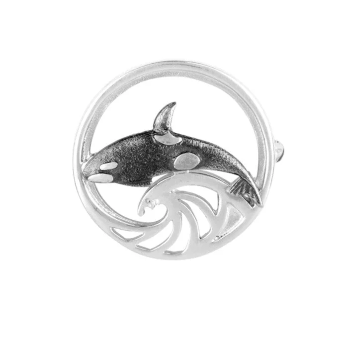 wedding dress brooches -Orca Sterling Silver Brooch - 11160