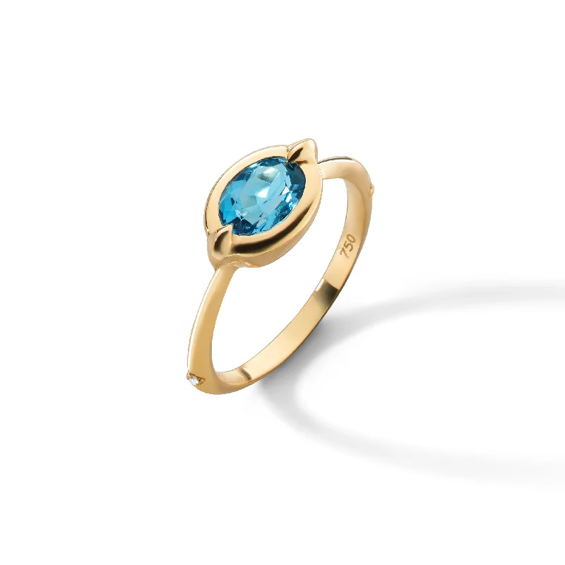 oval rings for women -"Points North" London Blue Topaz Ring with Diamonds