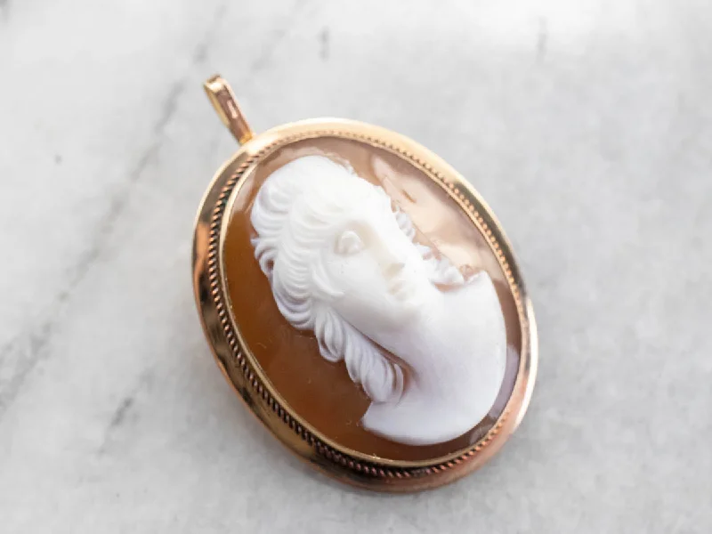 brooch pins for women -Mid Century Cameo Brooch or Pendant