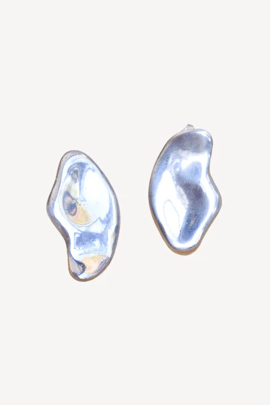 women's silver earrings -Ocean Studs Maxi