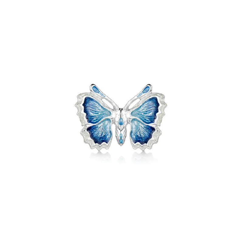 butterfly design brooches -Butterfly Sterling Silver And Enamel Brooch - EB0286-HOLLY