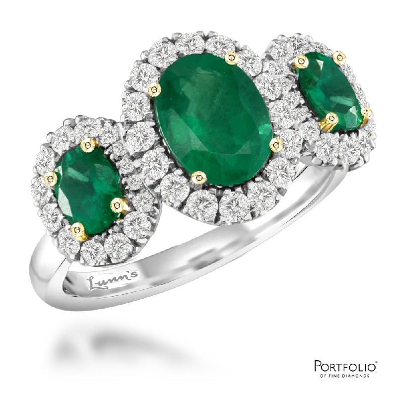 Three Stone 1.83ct Emerald Platinum/Yellow Gold Ring