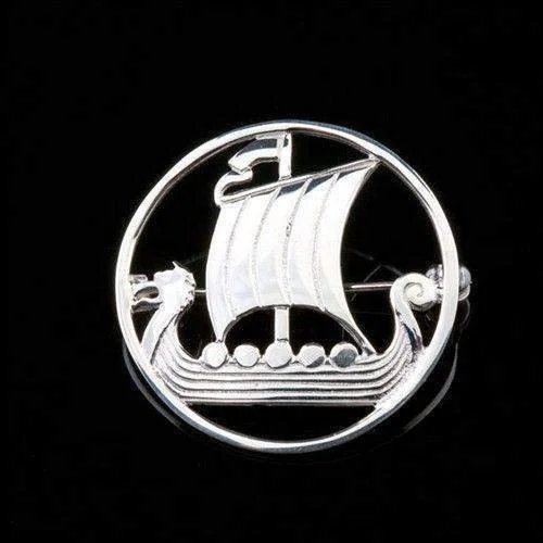 wedding dress brooches -Sterling Silver or Gold Viking Brooch - B15