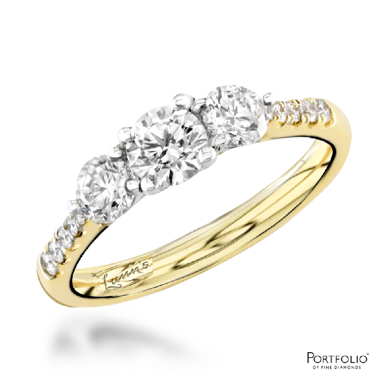 Three Stone 0.42ct G VS2 Diamond Yellow Gold/Platinum Ring